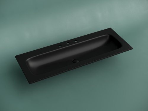 Раковина из сантехнического фарфора Ceramica Nova GRACE CN7024MB 120х50 накладная цвет черный 3 отверстия под смеситель - фото 2